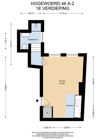 Floorplan - Hogewoerd 46A2, 2311 HN Leiden